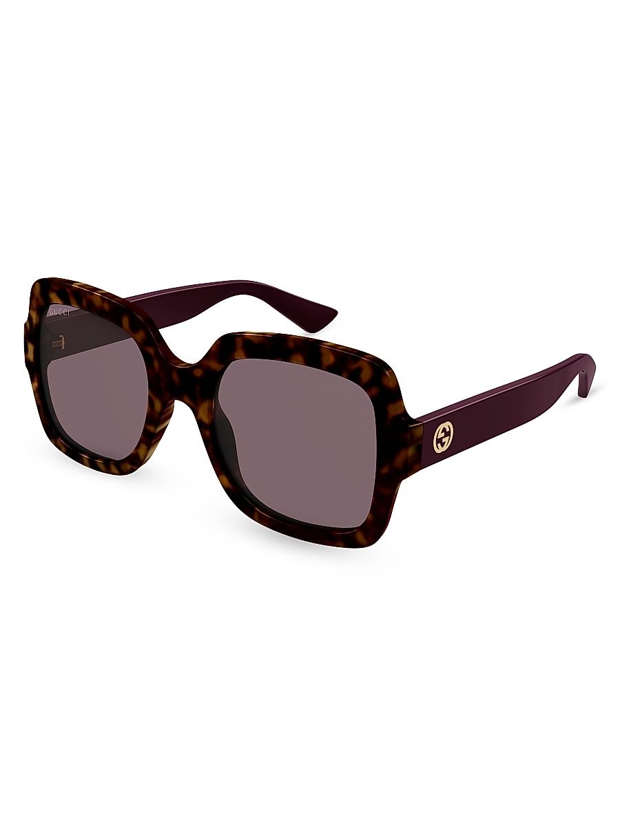 Women's Minimal 54MM Square Sunglasses - Havana Purple