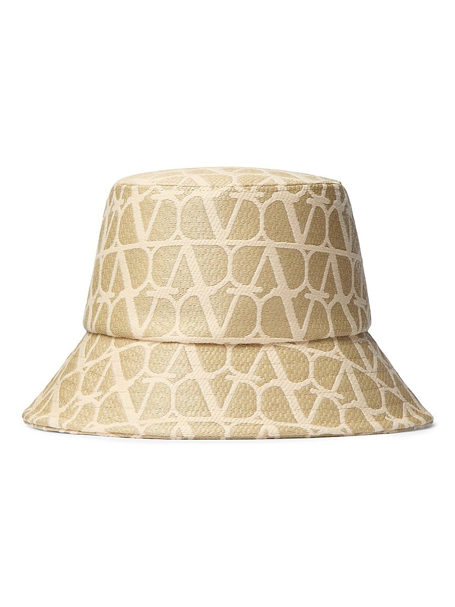 Women's Toile Iconographe Raffia Bucket Hat - Natural Ivory - Size Large
