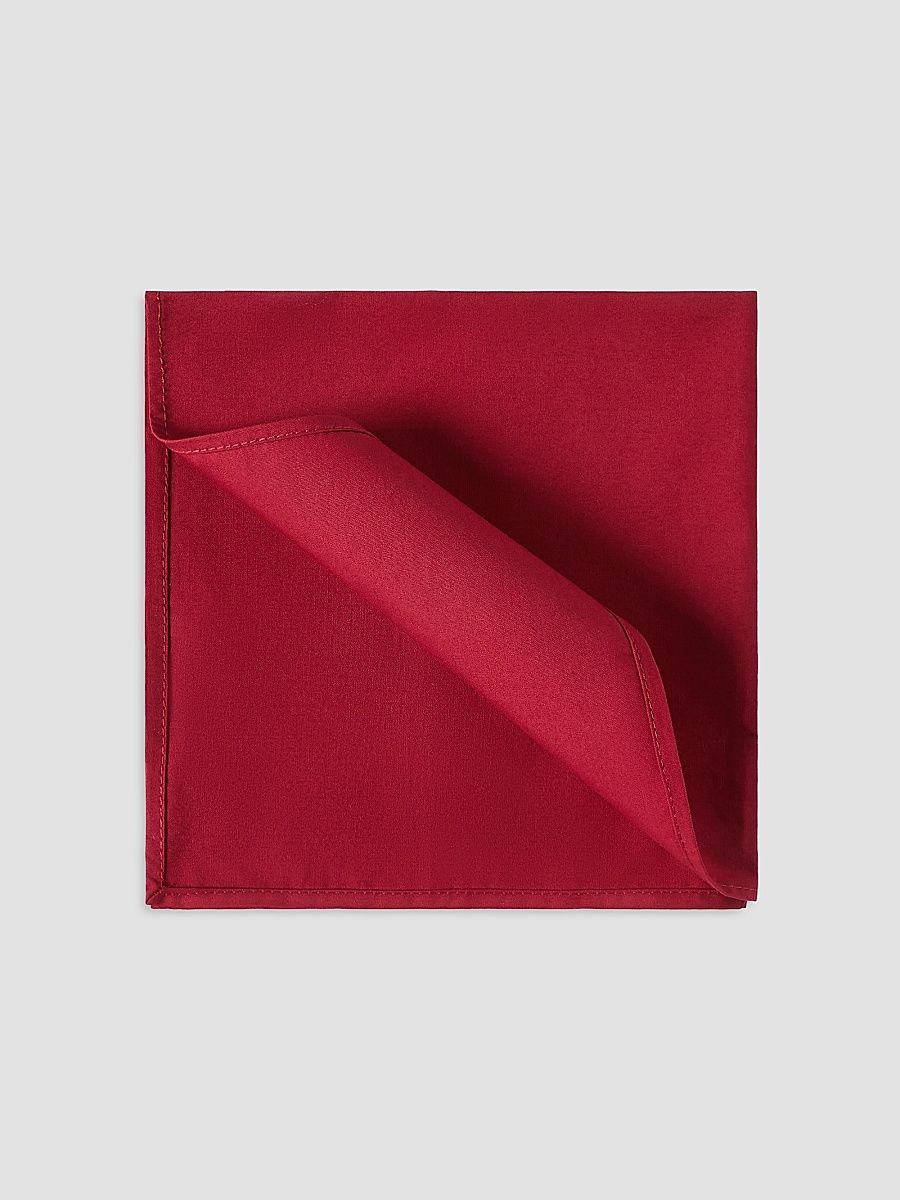 Men's Red Cotton Twill Pocket Square for Tuxedo - Red
