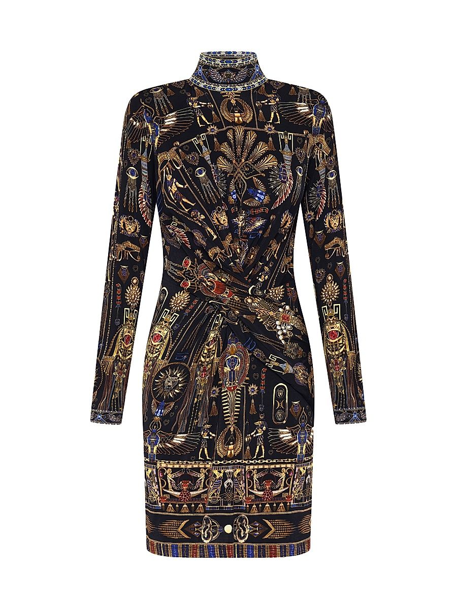 Women's Cross-Front Minidress - Cartouche Kingdom - Size Small