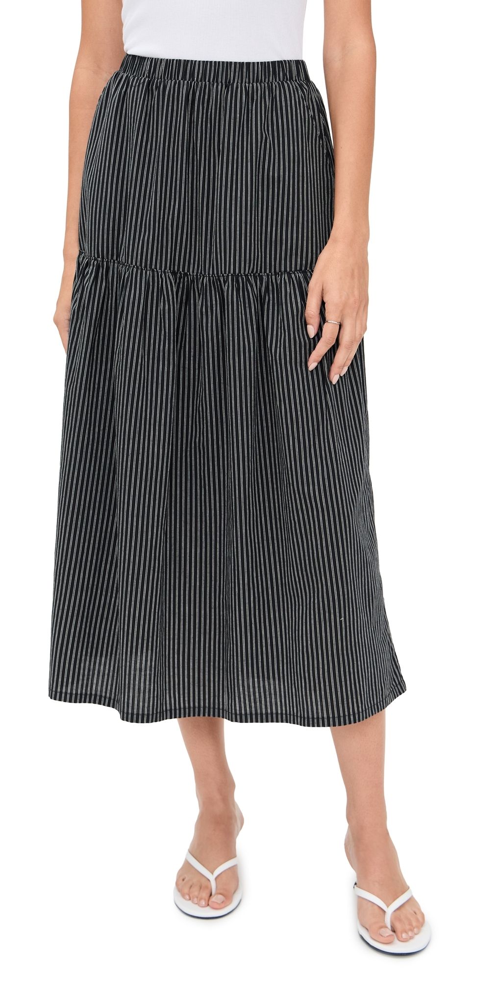 perfectwhitetee Arielle Long Skirt Black Stripe L