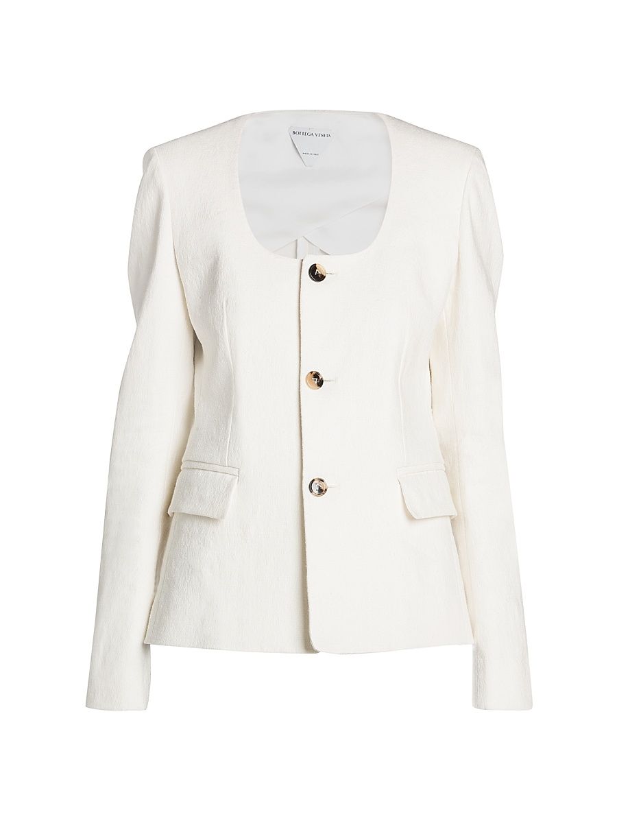 Women's Stretch-Linen Canvas Jacket - Chalk - Size 8