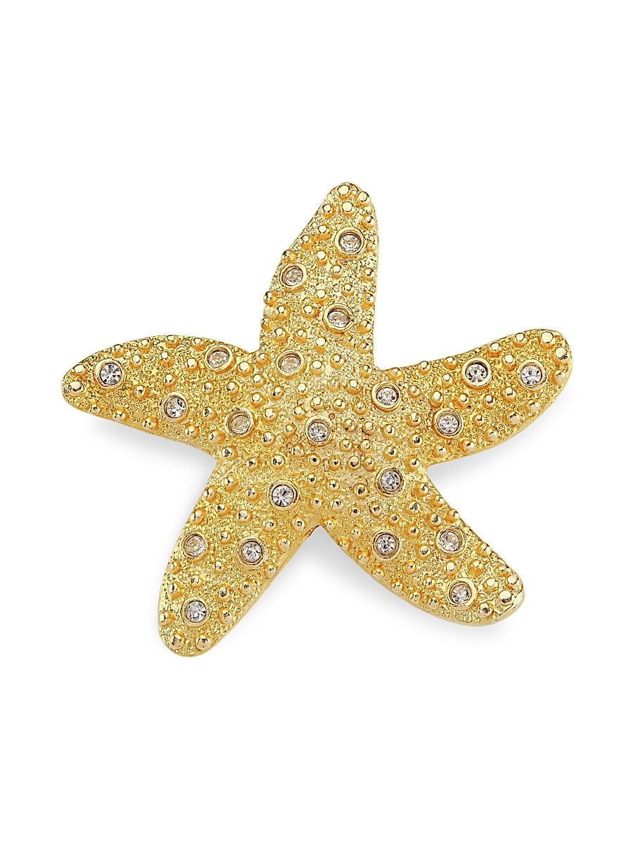 Women's Starfish 22K Gold-Plate & Faux Crystal Pin - Gold Crystal