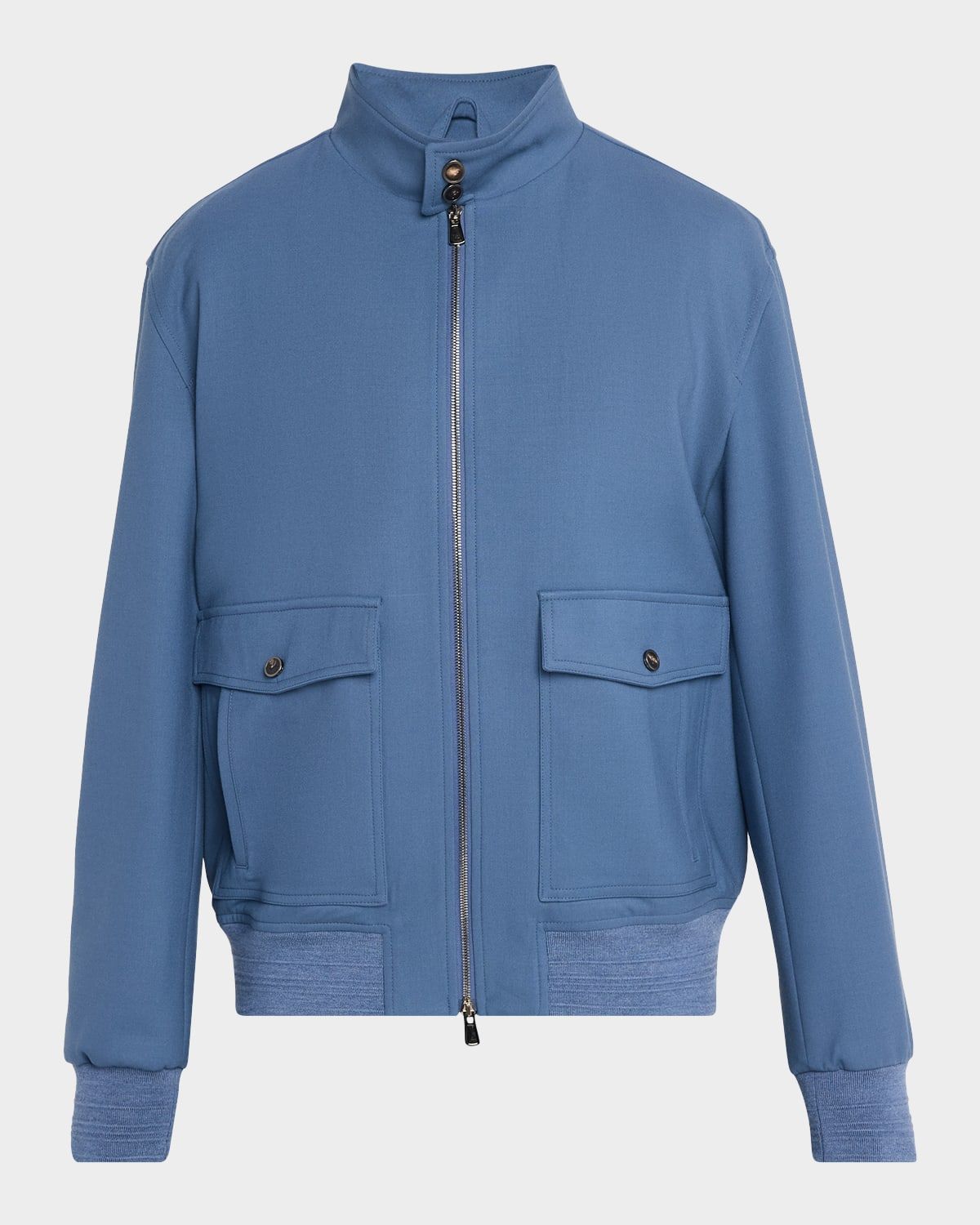 Baracuta Stretch-Wool Zip-Up Bomber Jacket