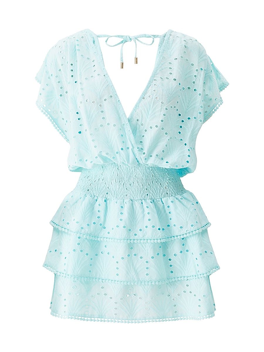 Women's Jess Eyelet Cotton Minidress - Sky - Size Small