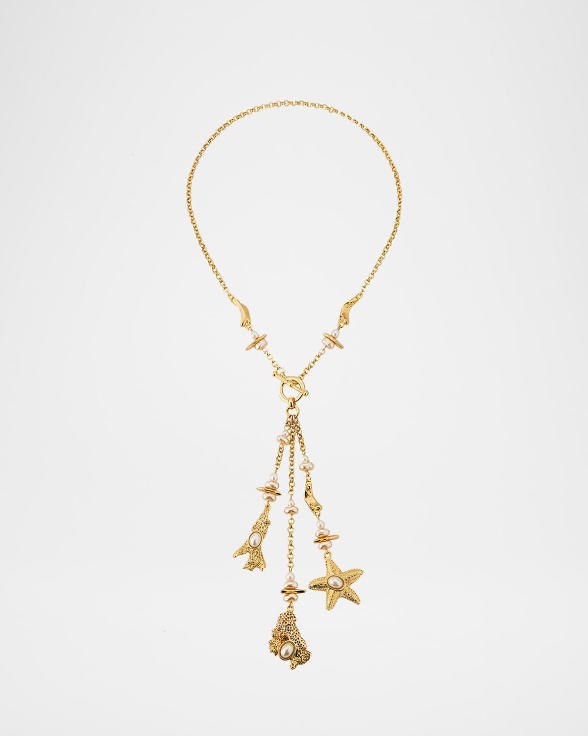 24K Gold Electroplated Lariat Necklace