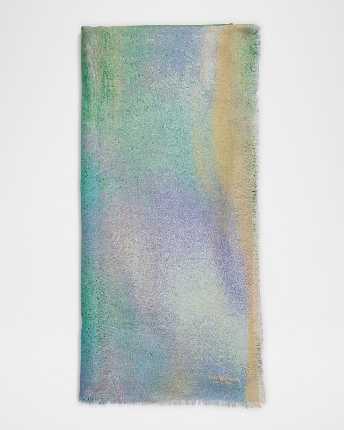 Printed Fringe Cashmere-Silk Scarf