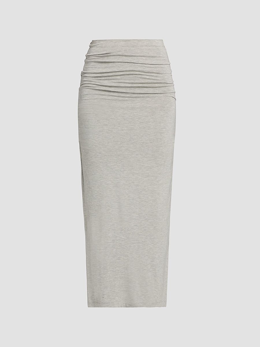 Women's Draped Jersey Midi Skirt - Pale Grey - Size XL