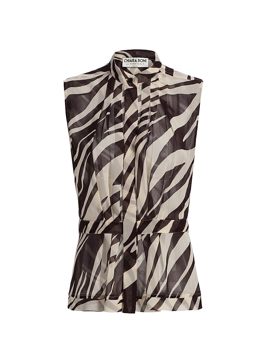 Women's Gentia Abstract Georgette Button-Down Blouse - Marlene - Size 8