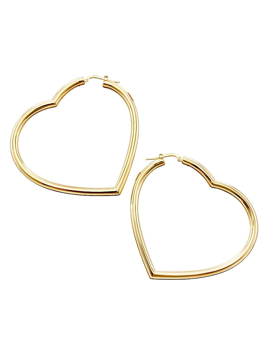 Women's 14K Yellow Gold Large Heart Hoop Earrings - Gold