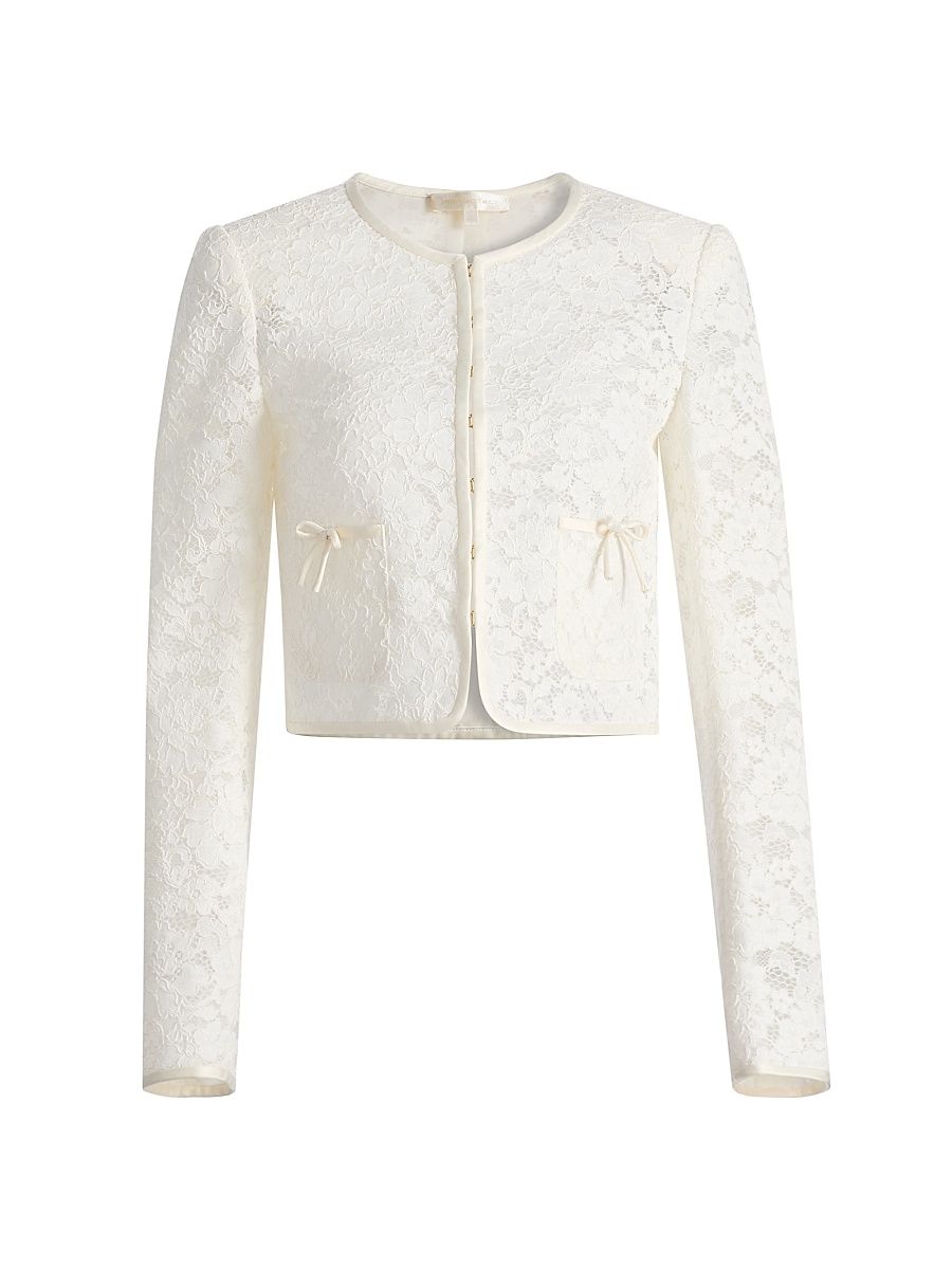 Women's Junetta Floral Lace Crop Jacket - Ivory - Size 14