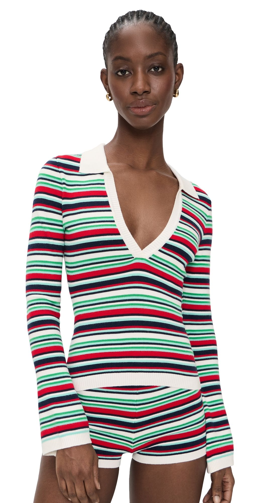 Seven Wonders Xyla Collared Long Sleeve Knit Top Xyla Stripe XL