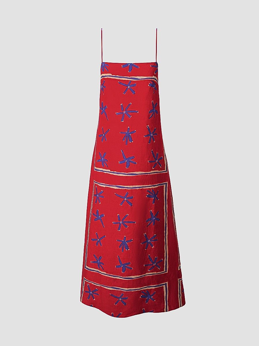 Women's Laura Printed Linen Maxi Dress - Painted Foulard - Size XL