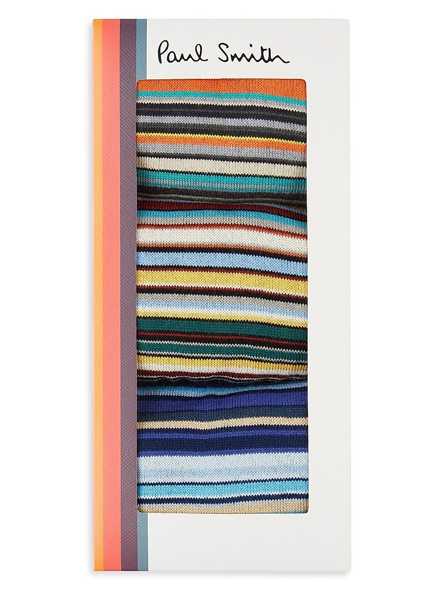 Men's Striped Knee Socks 3-Pack - Black Grey Blue