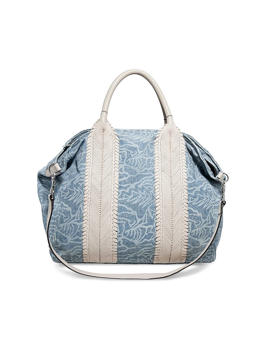 Women's All For Love Leather Convertible Top Zip Tote Bag - Denim Garden