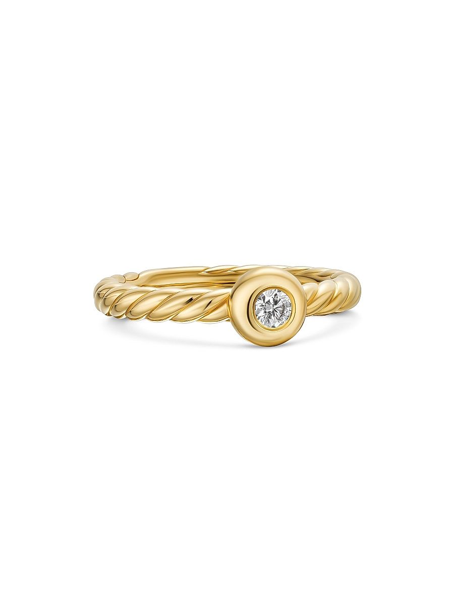 Women's Petite Cable Ring in 18K Yellow Gold - Diamond - Size 7