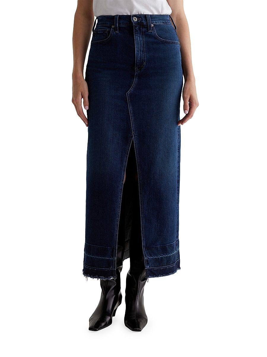 Women's Davina Denim High-Rise Midi-Skirt - Midnight Sun - Size 32