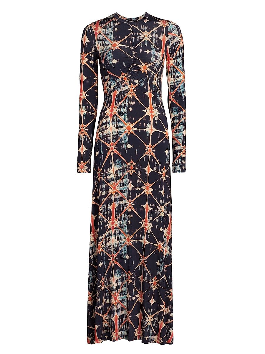 Women's Naia Ruched Printed Jersey Maxi Dress - Phoenix - Size Large
