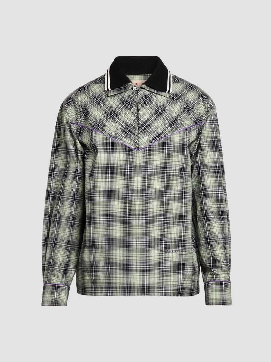 Marni Men's Check Cotton Poplin Shirt - Waterfall - Size 44