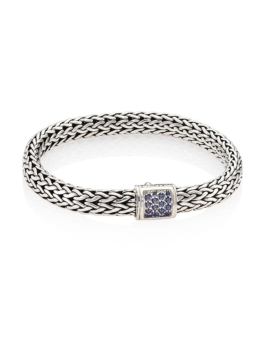 Women's Classic Chain Gemstone & Sterling Silver Medium Bracelet - Blue Sapphire - Size Medium