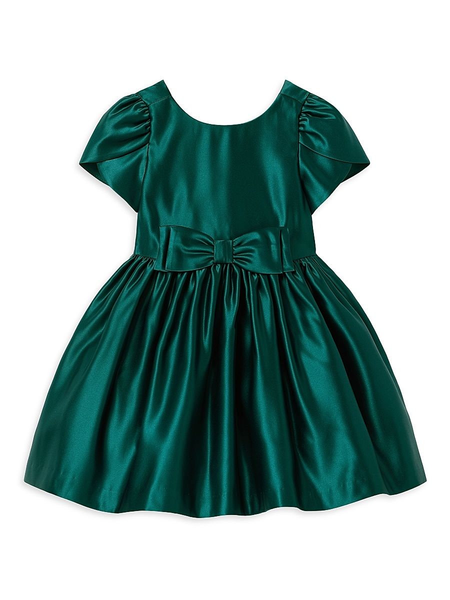 Little Girl's & Girl's The Holiday Bow-Detail Satin Dress - Green - Size 8