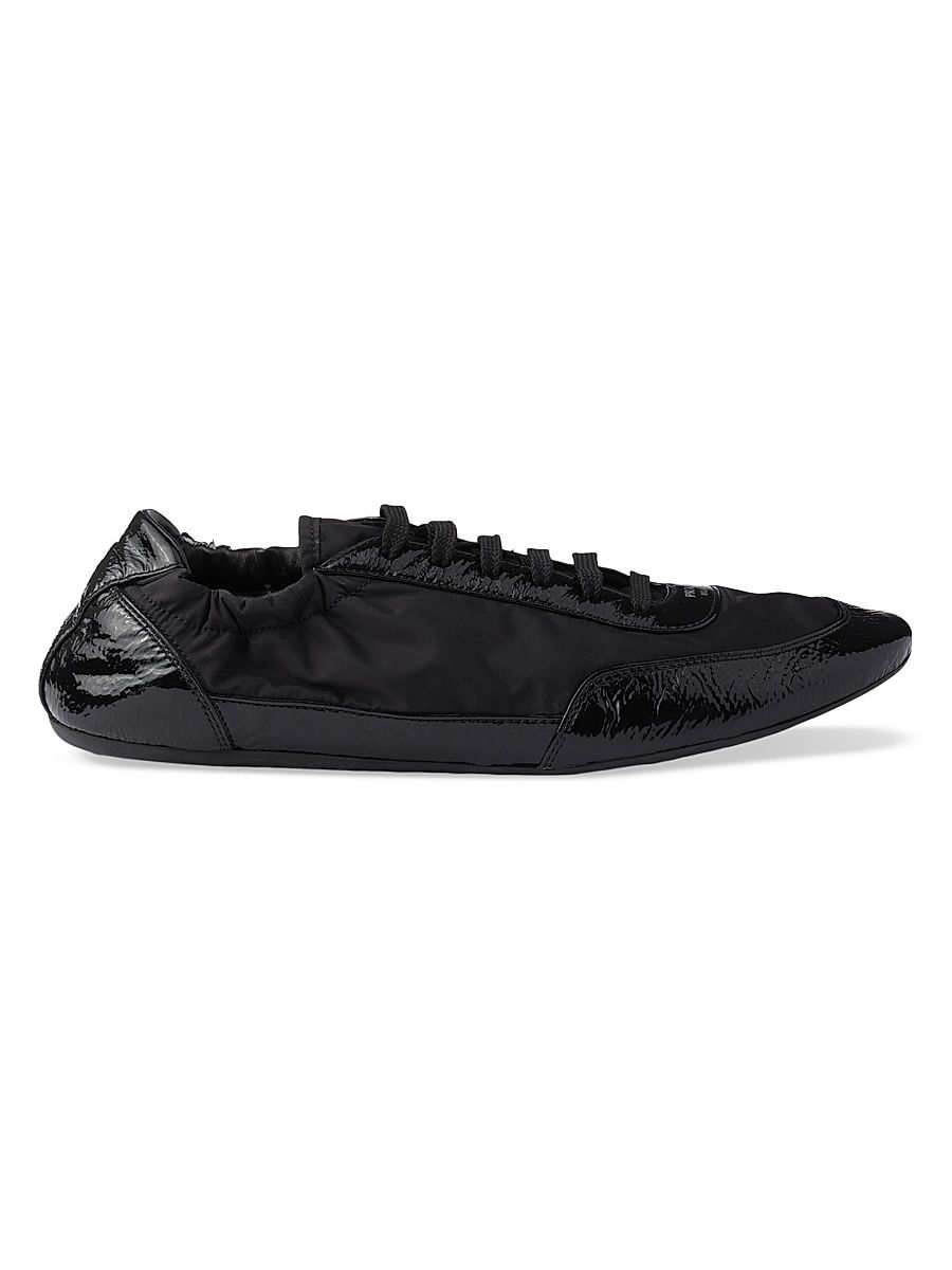 Women's Collapse Re-Nylon and Leather Sneakers - Black - Size 9.5