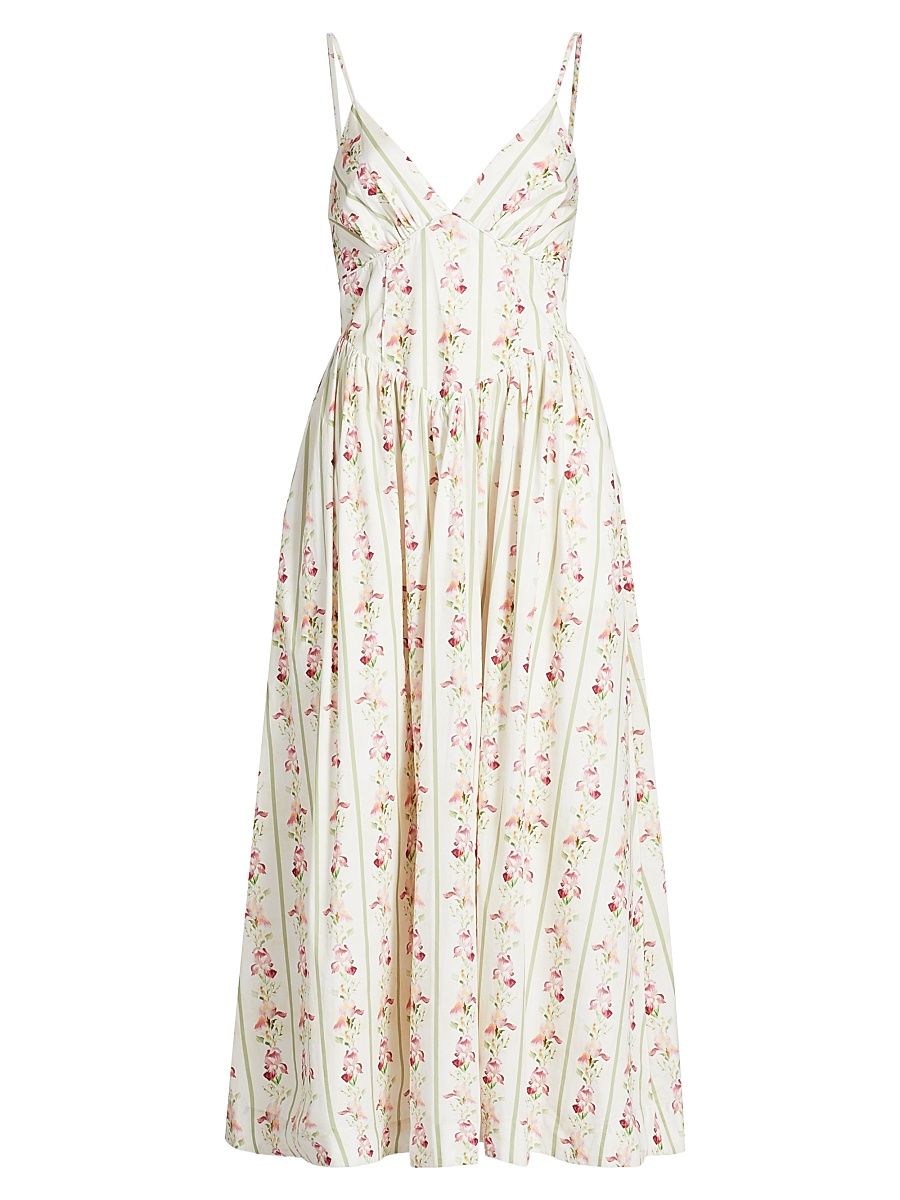 Women's Becker Floral Princess Waist Midi-Dress - Paloma Floral Stripe - Size 12