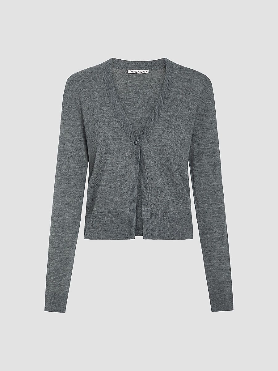 Women's Jesse Mercerized Wool-Cashmere Cardigan - Thunder - Size XL