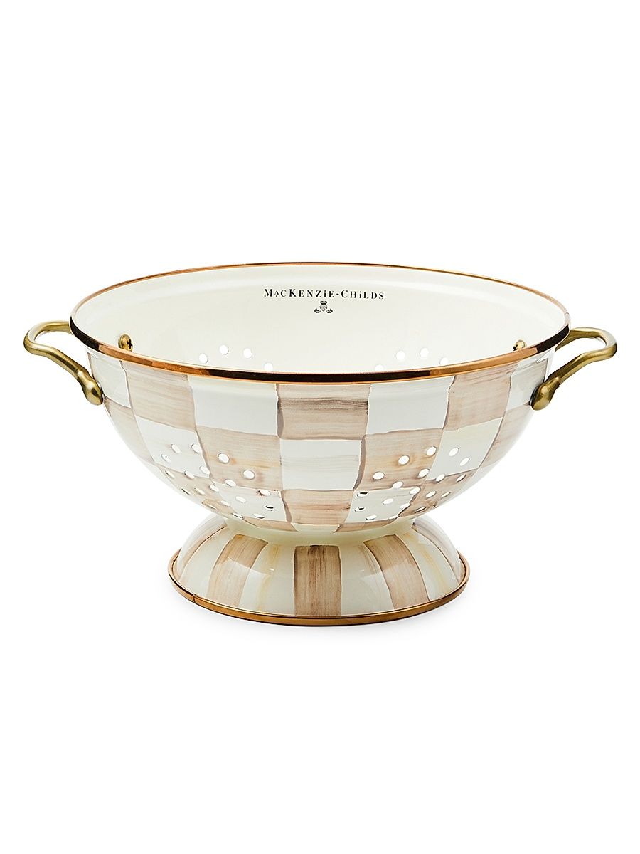Large Mocha Check Colander