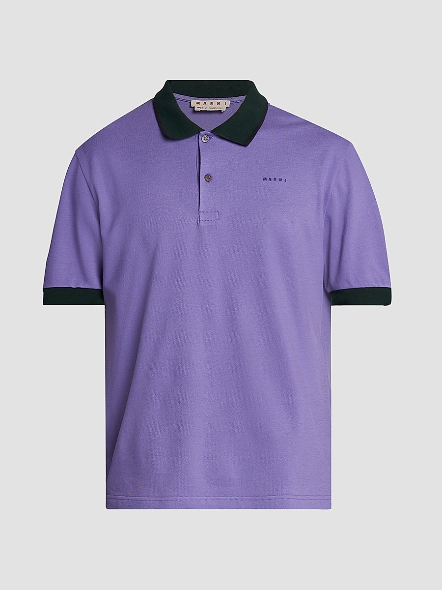Men's Slim-Fit Cotton Polo Shirt - Prune Violet - Size 44