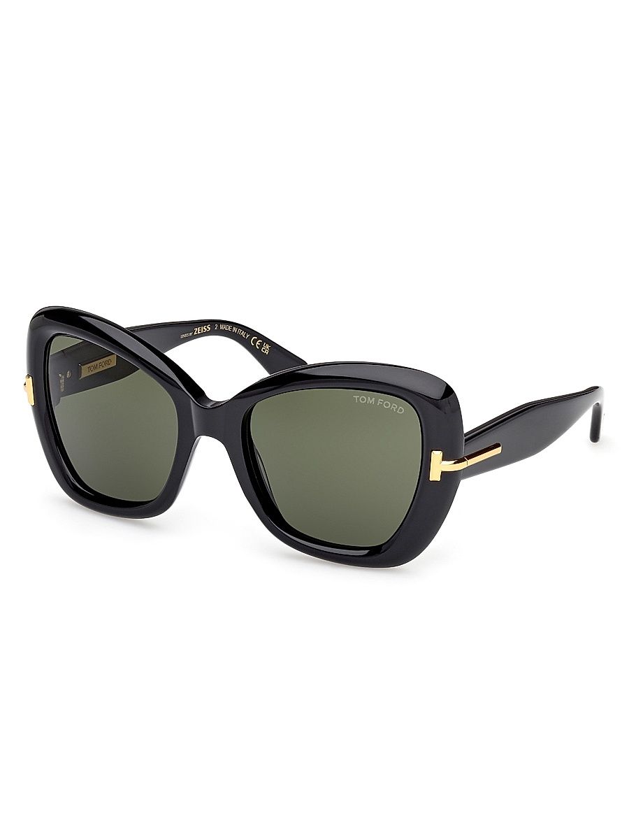 Women's Icon 55MM Butterfly Sunglasses - Shiny Black Green