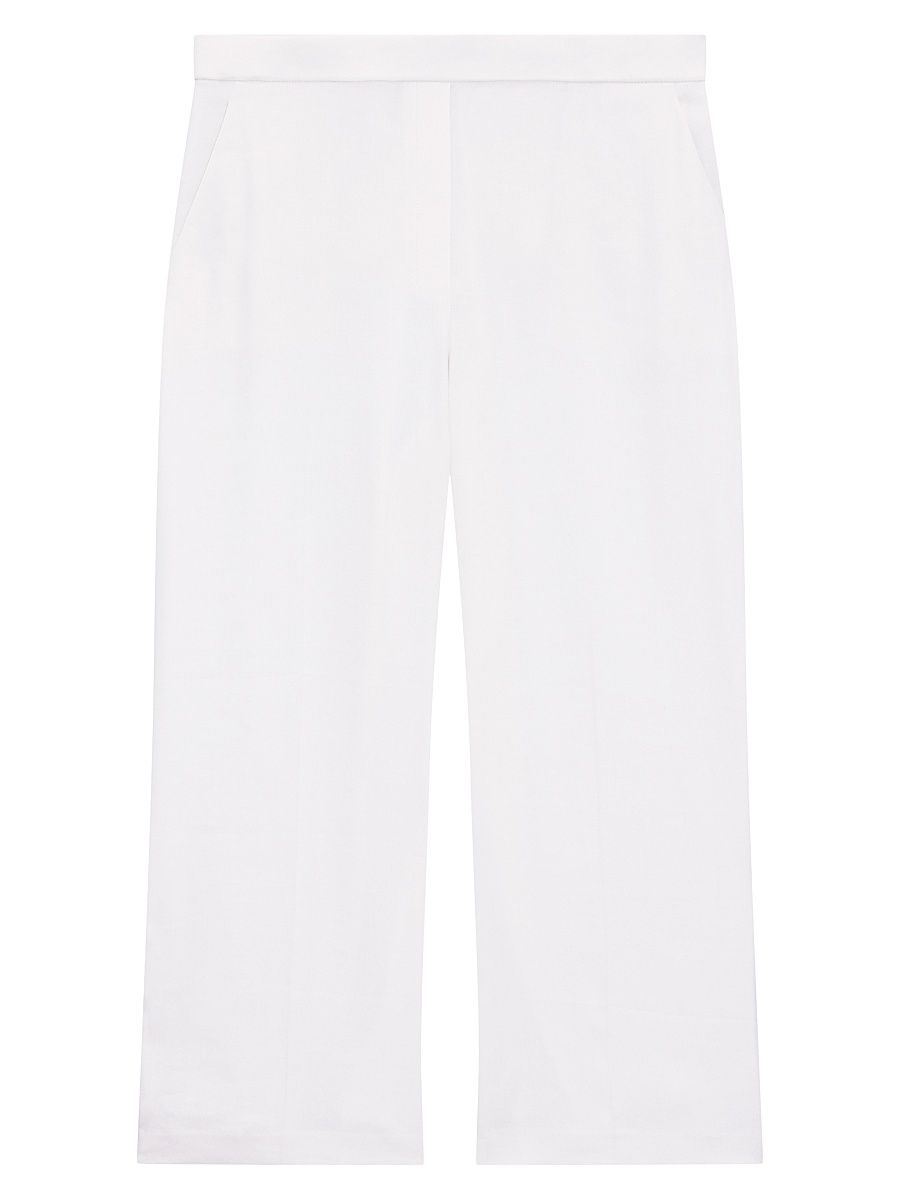 Women's Linen-Blend Cropped Pull-On Pants - Ivory - Size 8