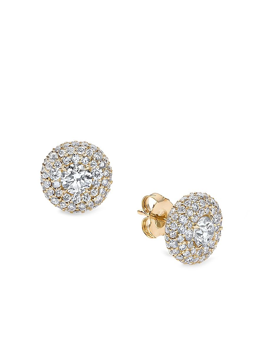 Women's Donut 14K Yellow Gold & 1.89 TCW Diamond Stud Earrings - Yellow Gold