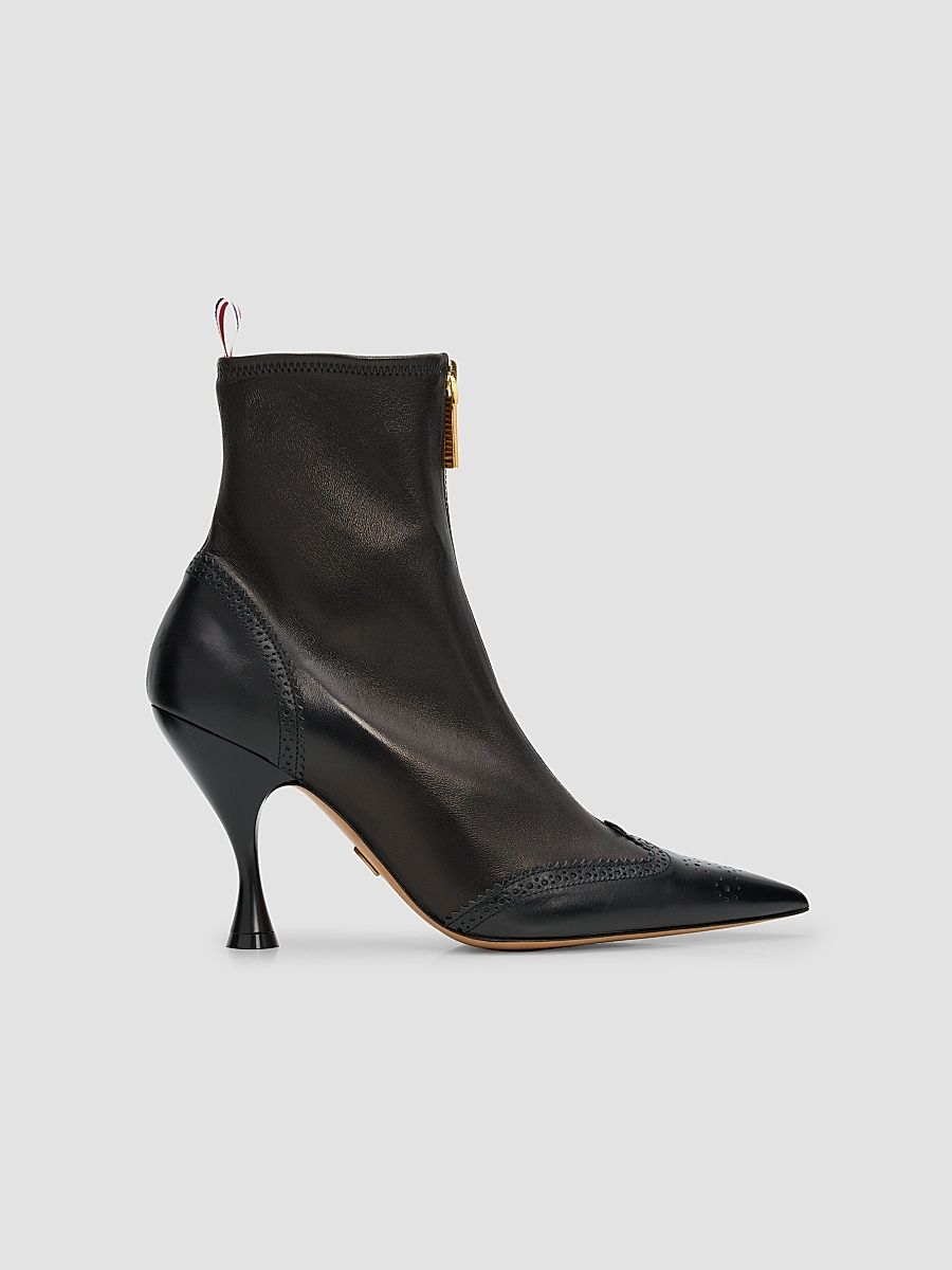 Women's 90MM Wingtip Leather Booties - Black - Size 11