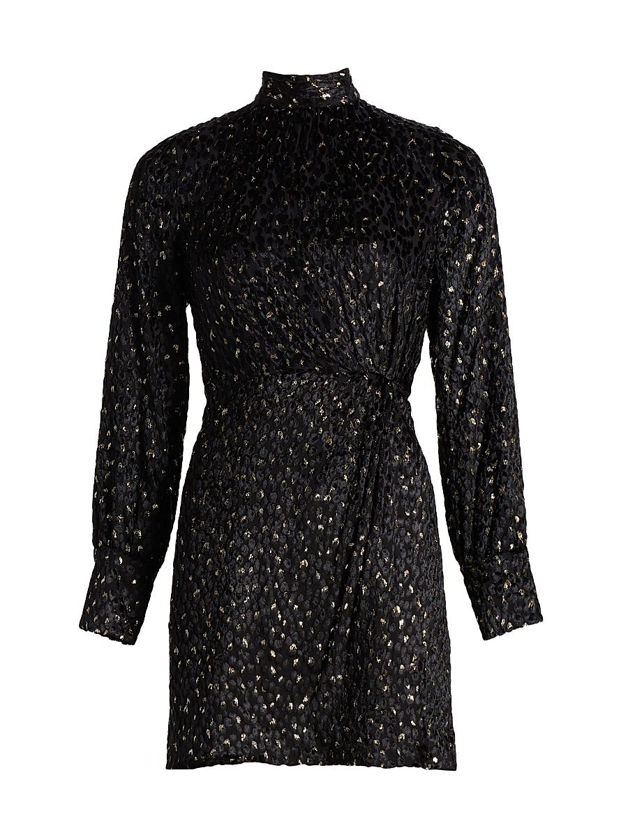 Women's Daphne Velvet & Metallic Clip-Dot Minidress - Black Multi - Size 10
