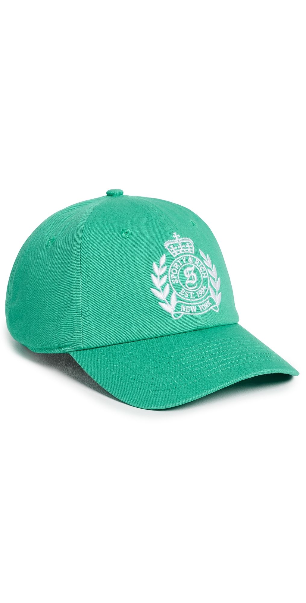 Sporty & Rich NY Crest Hat Amalfi Green White One Size