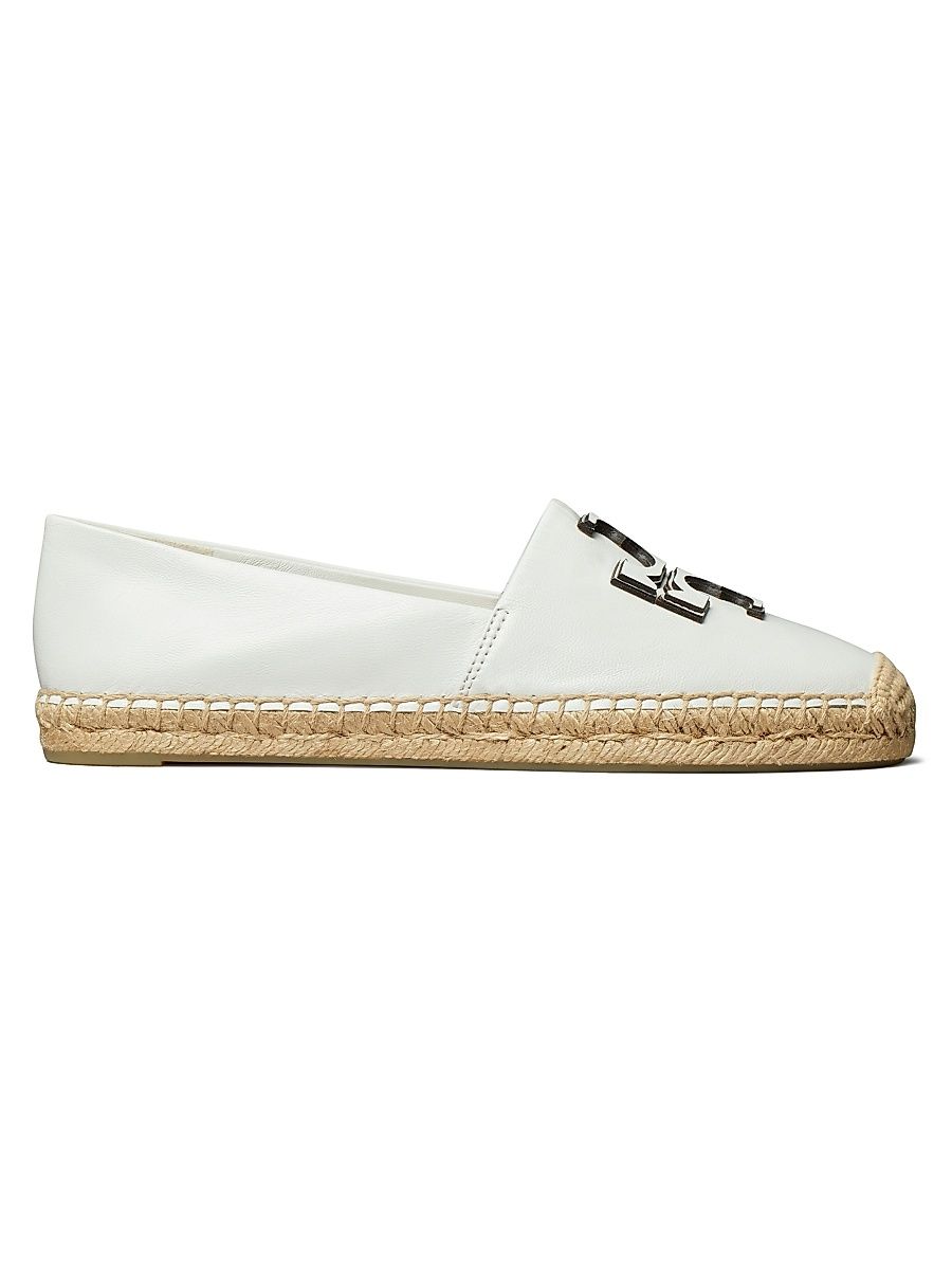 Women's Ines Double T Leather Espadrilles - Gardenia - Size 9.5