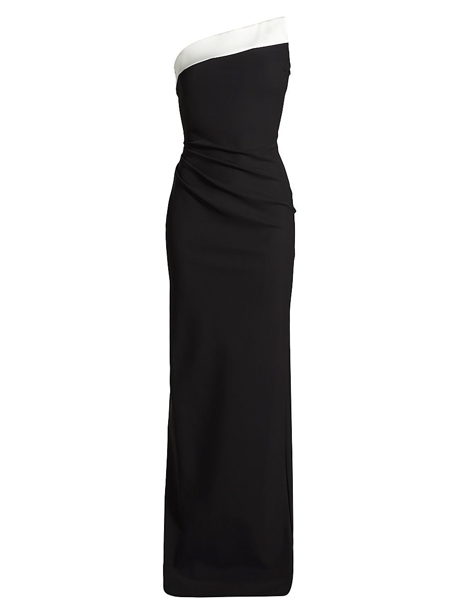 Women's Tawia Two-Tone Asymmetric Gown - Black White - Size 10