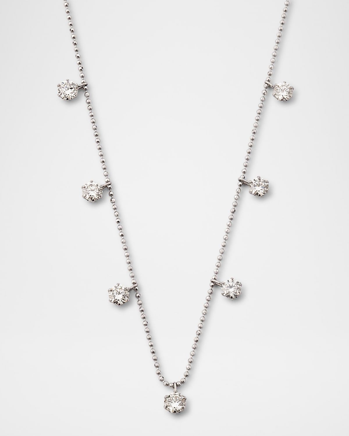 18K White Gold Medium Floating Diamond Necklace