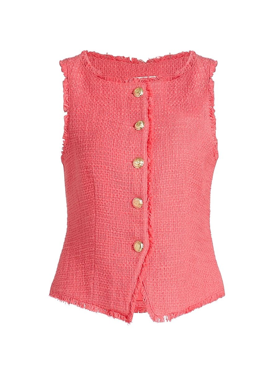 Women's Camen Bouclé-Tweed Cotton Vest - Sunset Blush - Size XL