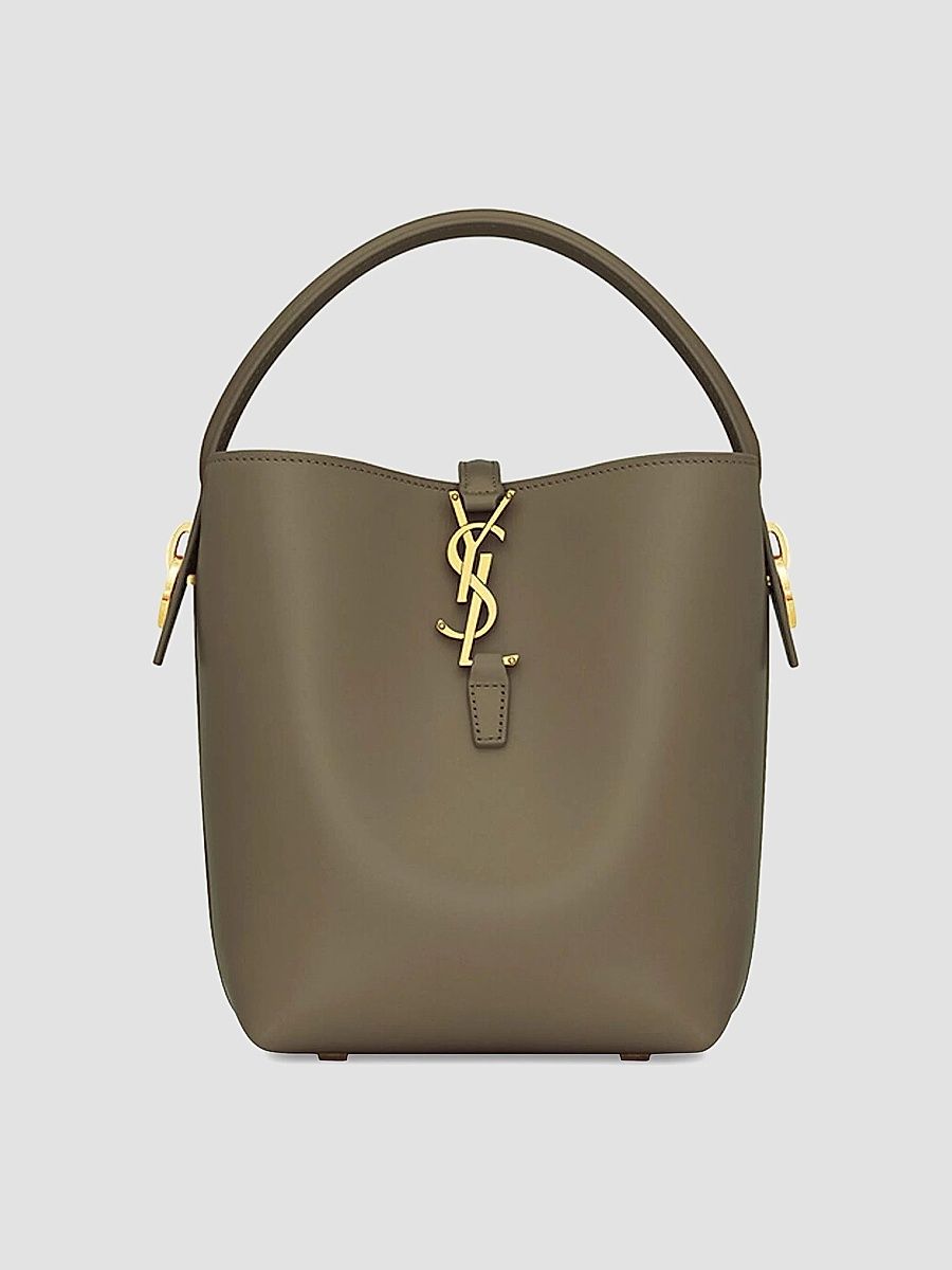 Saint Laurent Women's Le 37 Small Bucket Bag in Shiny Leather - Deep Musk