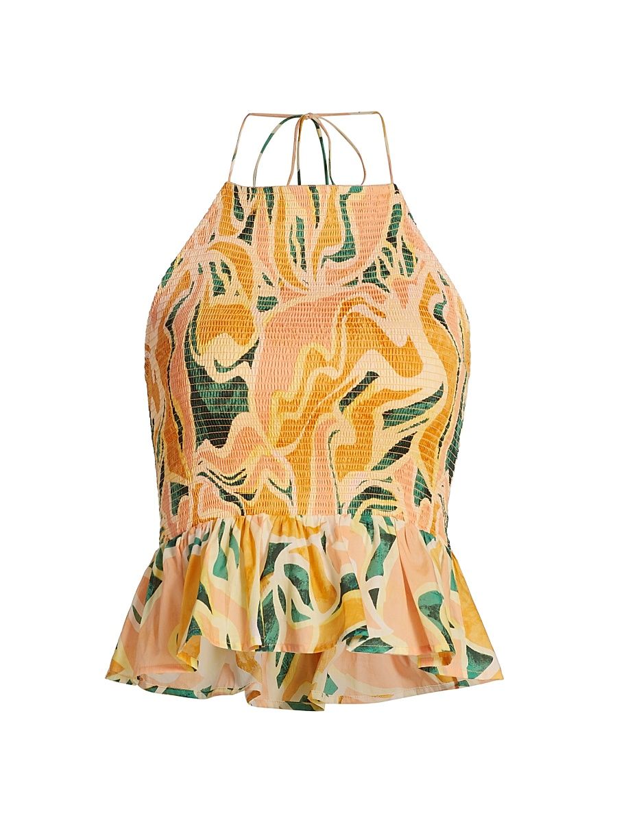 Women's Gwendolyn Abstract Cotton Sleeveless Top - Tulum - Size XL