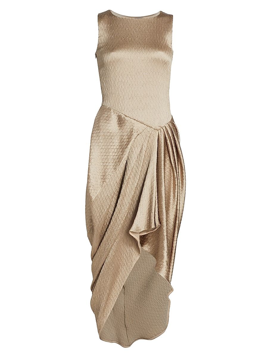 Women's Textured Draped Dress - Cobble Stone - Size 10