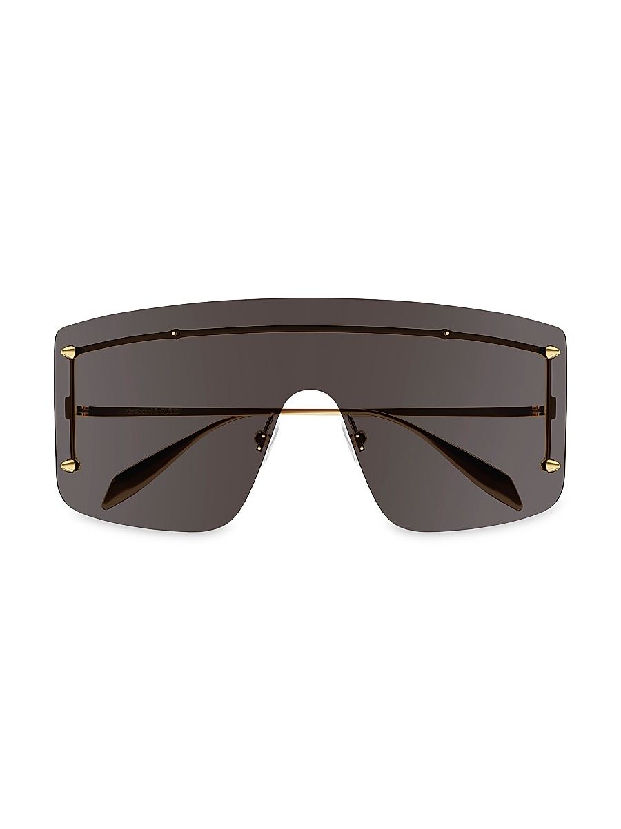 Women's Spike Studs 99MM Mask Sunglasses - Gold Smoke