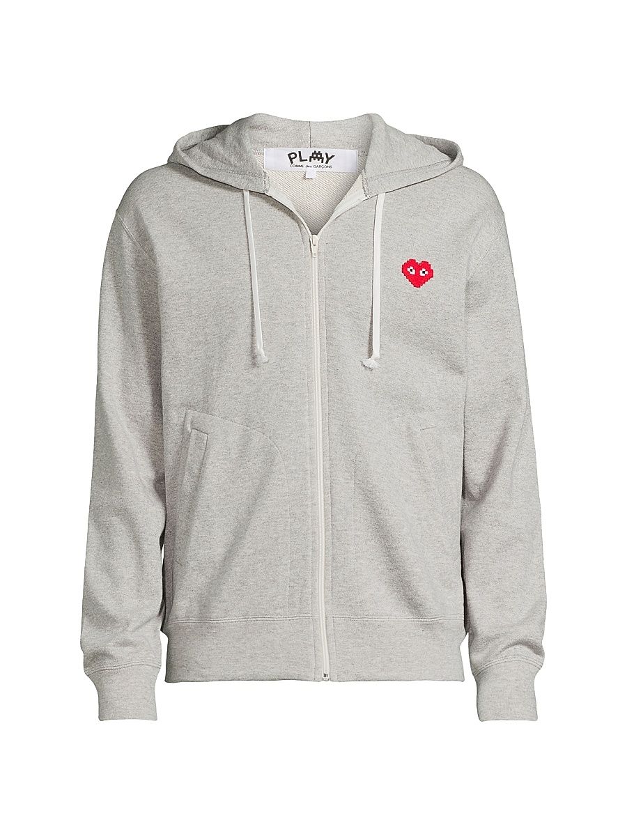 Men's Invader Heart Cotton Hoodie - Grey - Size XXL