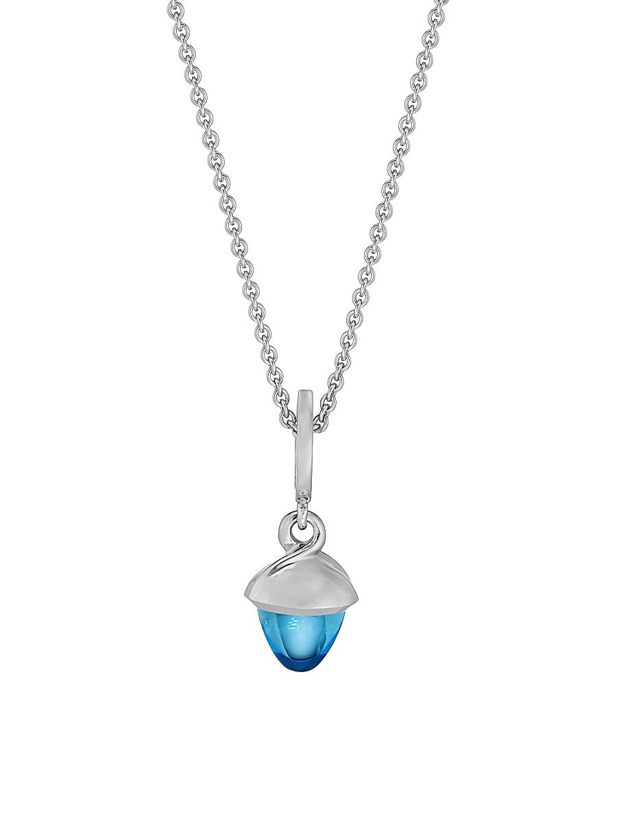 Women's Mikado Flamenco 18K White Gold & Swiss Topaz Pendant Necklace - White Gold