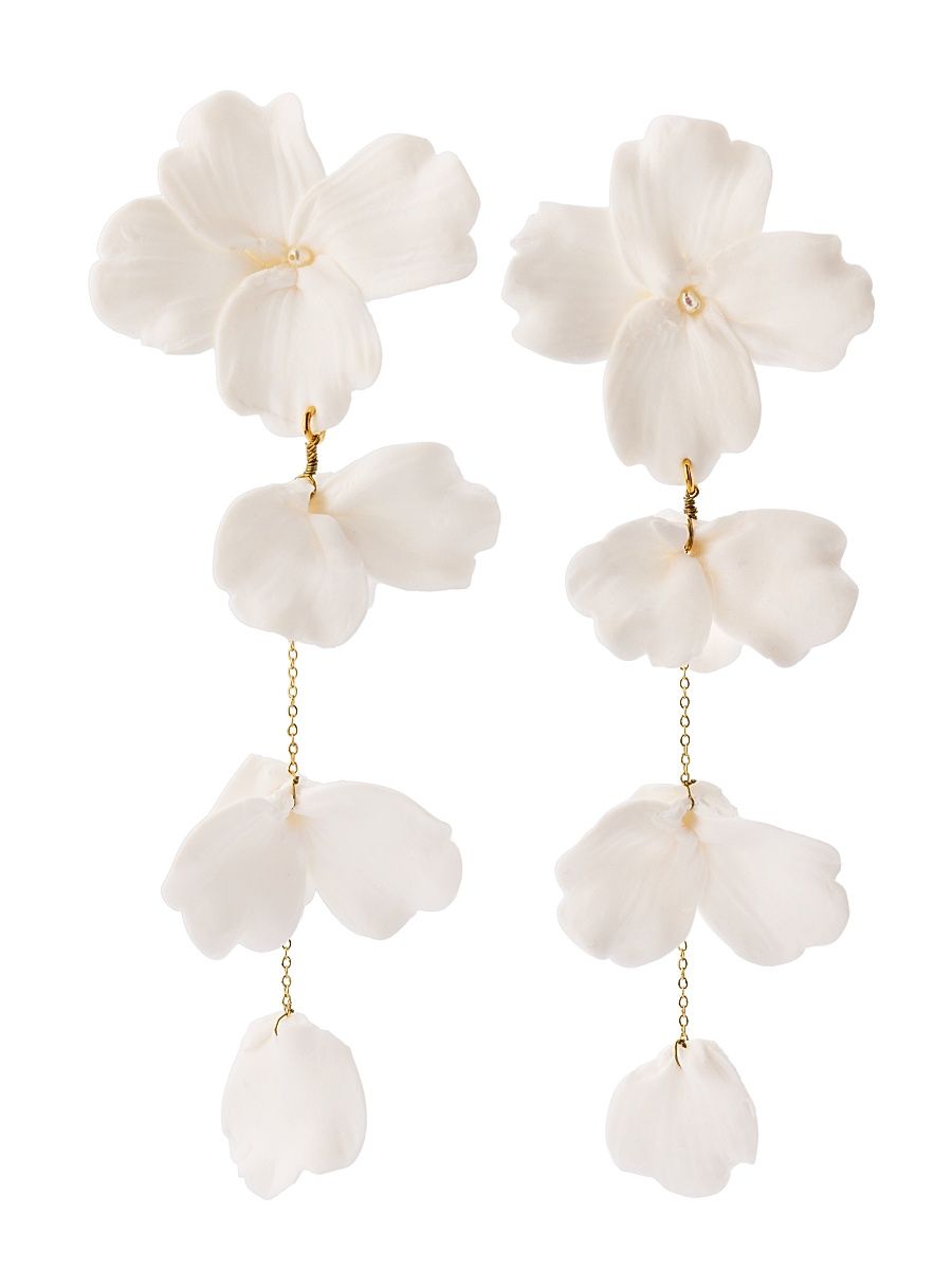 Women's 14K-Gold-Plated & Clay Gardenia Drop Earrings - White