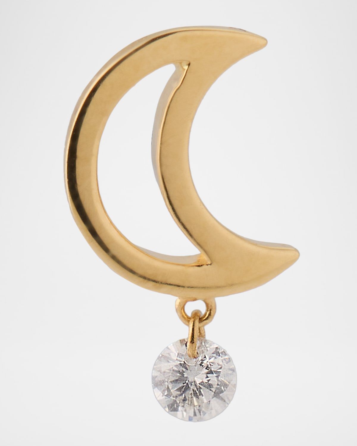 Plain Moon Nesting One Diamond Stud Earring, Single