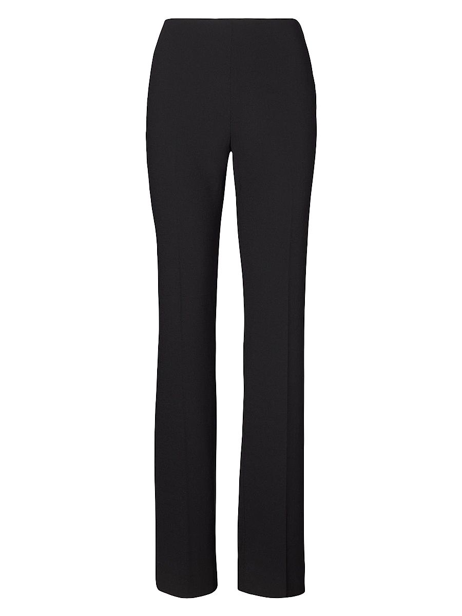 Women's Wool Straight-Leg Pants - Black - Size 8