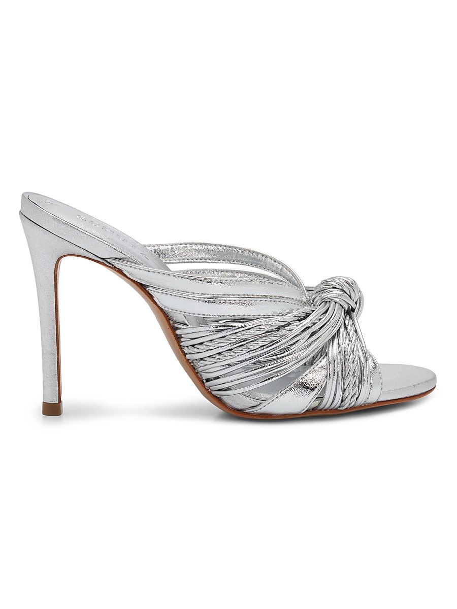 Women's Gaya 100MM Strappy Leather Slip-On Sandals - Prata - Size 11